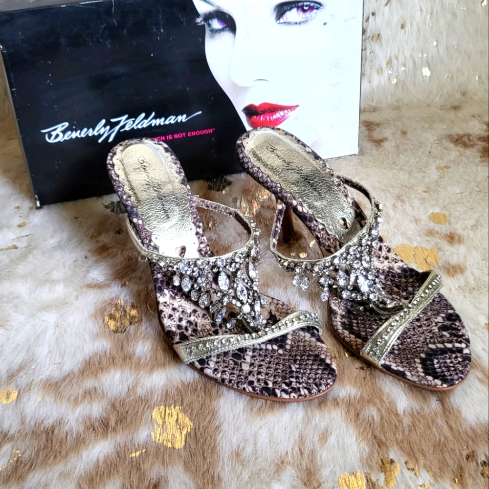 Beverly Feldman crystal sandals size 6.5